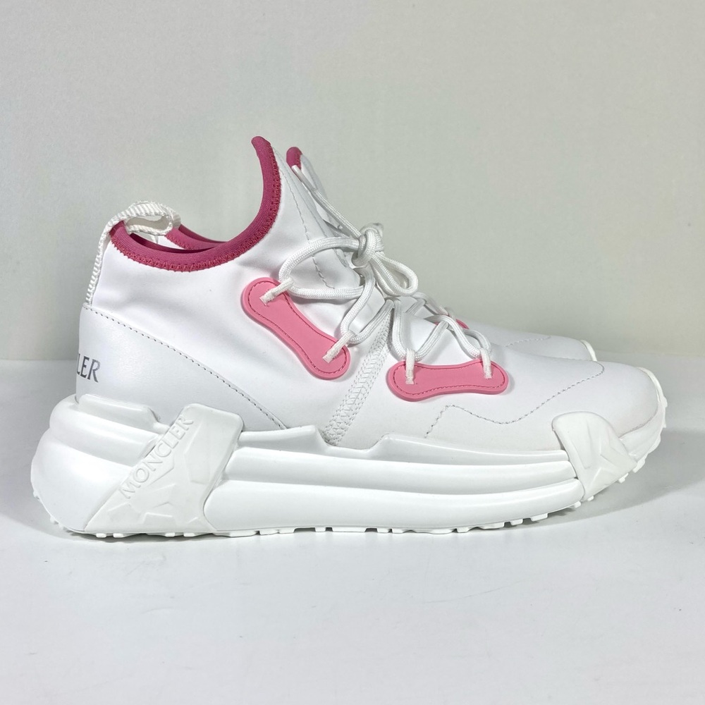 Moncler Lunarove Low Top Sneakers Pull Tab White Pink Size EU 40 US 10 NEW - Picture 5 of 17